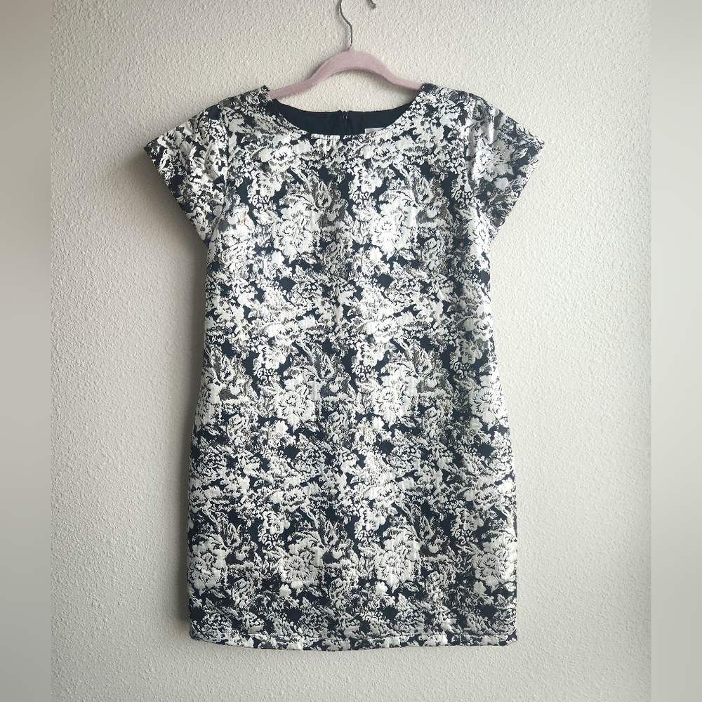 Xhilaraton Brocade Style Women's Dress, Silver, Black Small